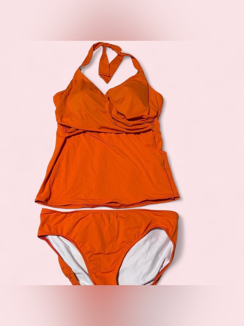 Lands' End Bright Orange Halter Tankini Set